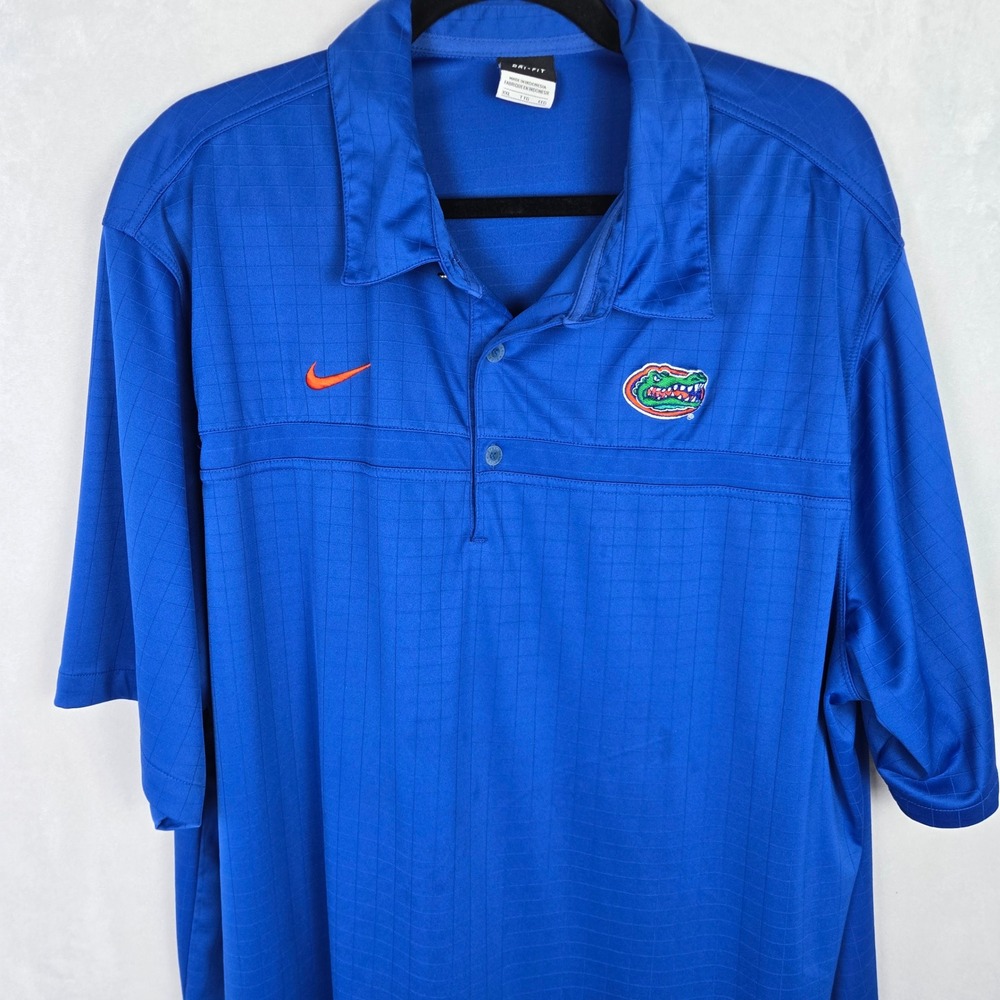 Nike Dri-FIT Florida Gators Polo Shirt Mens XXL Blue Grid Short Sleeve Gameday